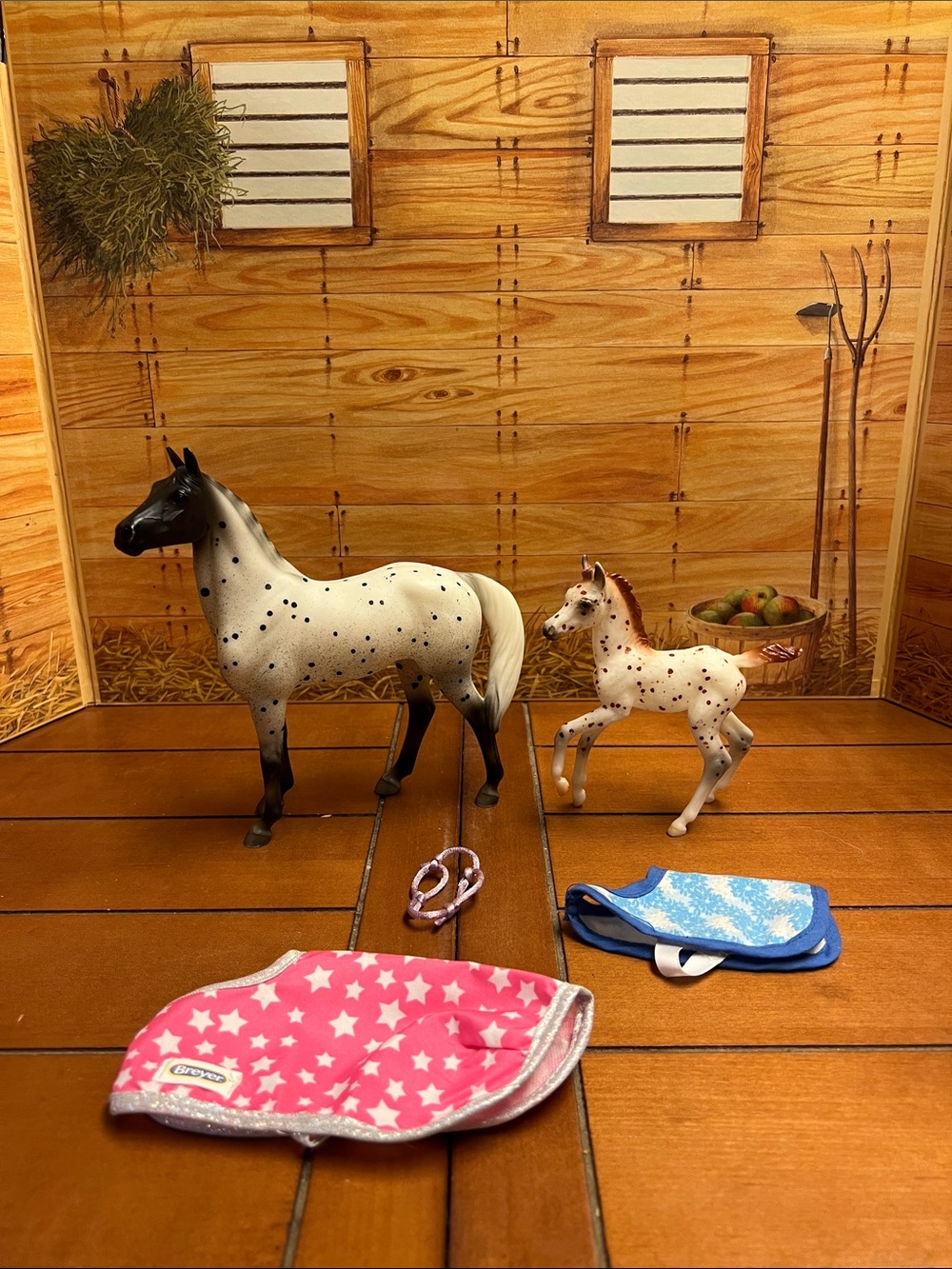 Appaloosa Mare & Foal Figurine Set with Accessories